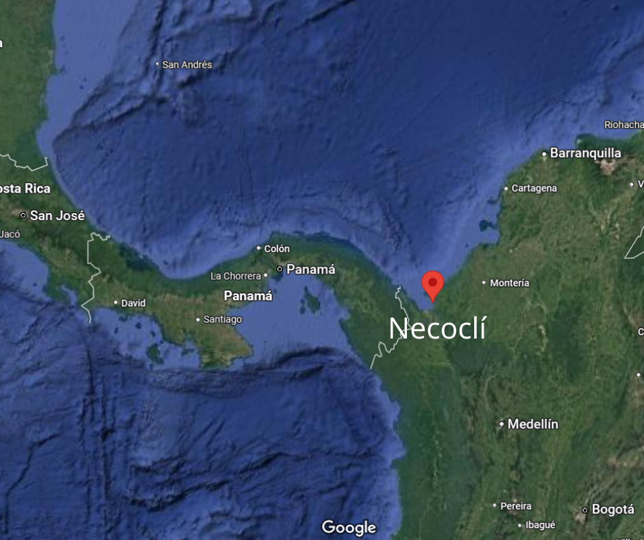 Mapa con la ubicación de Necloclí.